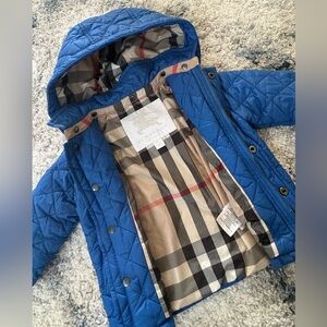 Burberry Kids Blue Quilted Puffer Jacket